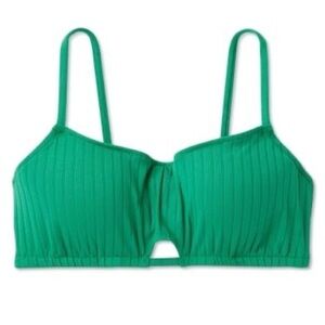 NWT Lightly Lined Cut Out Bralette Bikini Top - Shade & Shore Green 32B